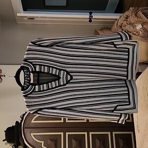 Tory Burch Black and White V-Neck Sweater